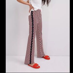 Maeve Red and Black Patterned Trousers Wide Leg